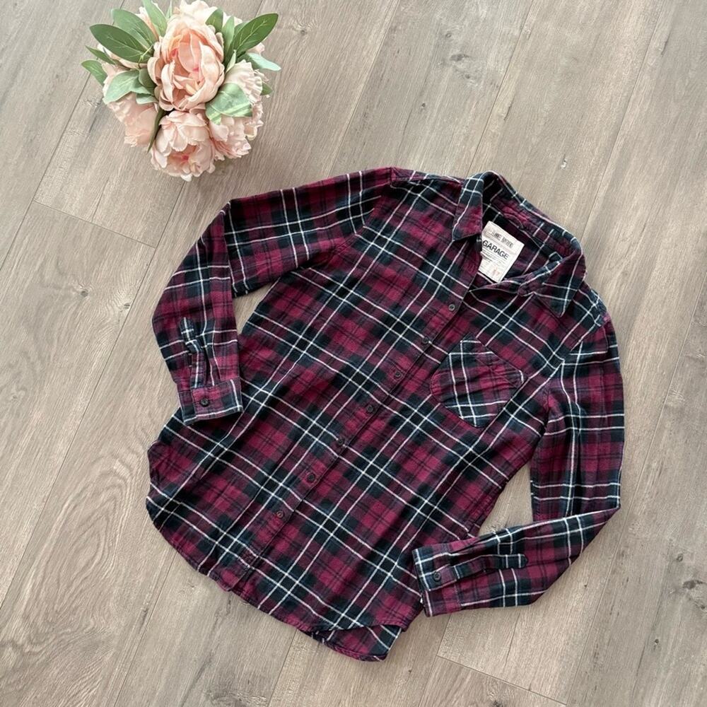 💐 Garage Purple Plaid Boyfriend Classic Flannel